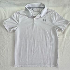 Under Armour Boys Youth Medium HeatGear Polo White (Size YMD)